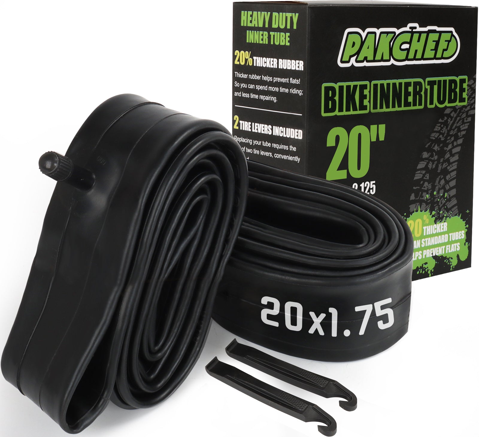 20x1.75-2.125 Heavy Duty Tire Bike Tube (2 Pack)