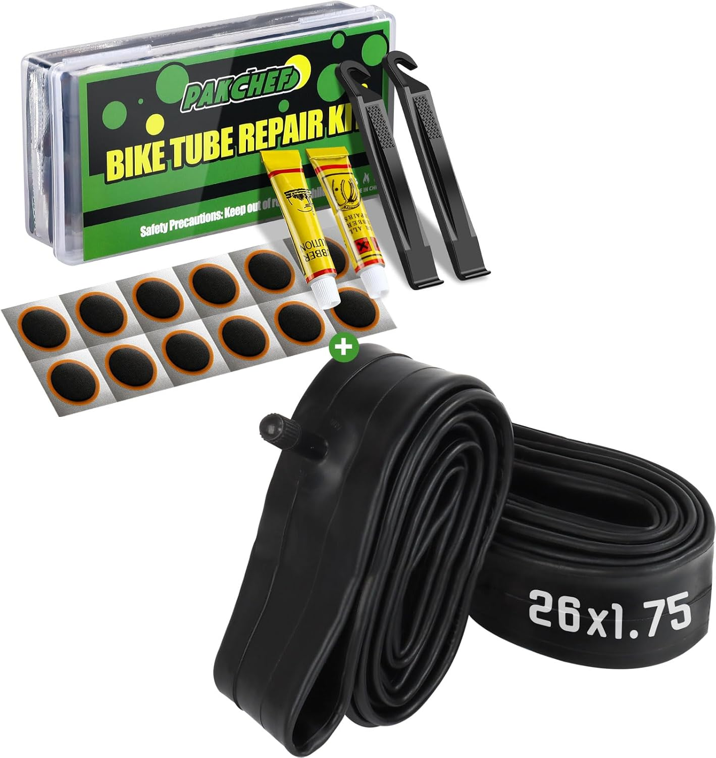 72 PCS Bike Tire Patch Kit & Bicycle Inner Tube 26 x 1.75-2.125