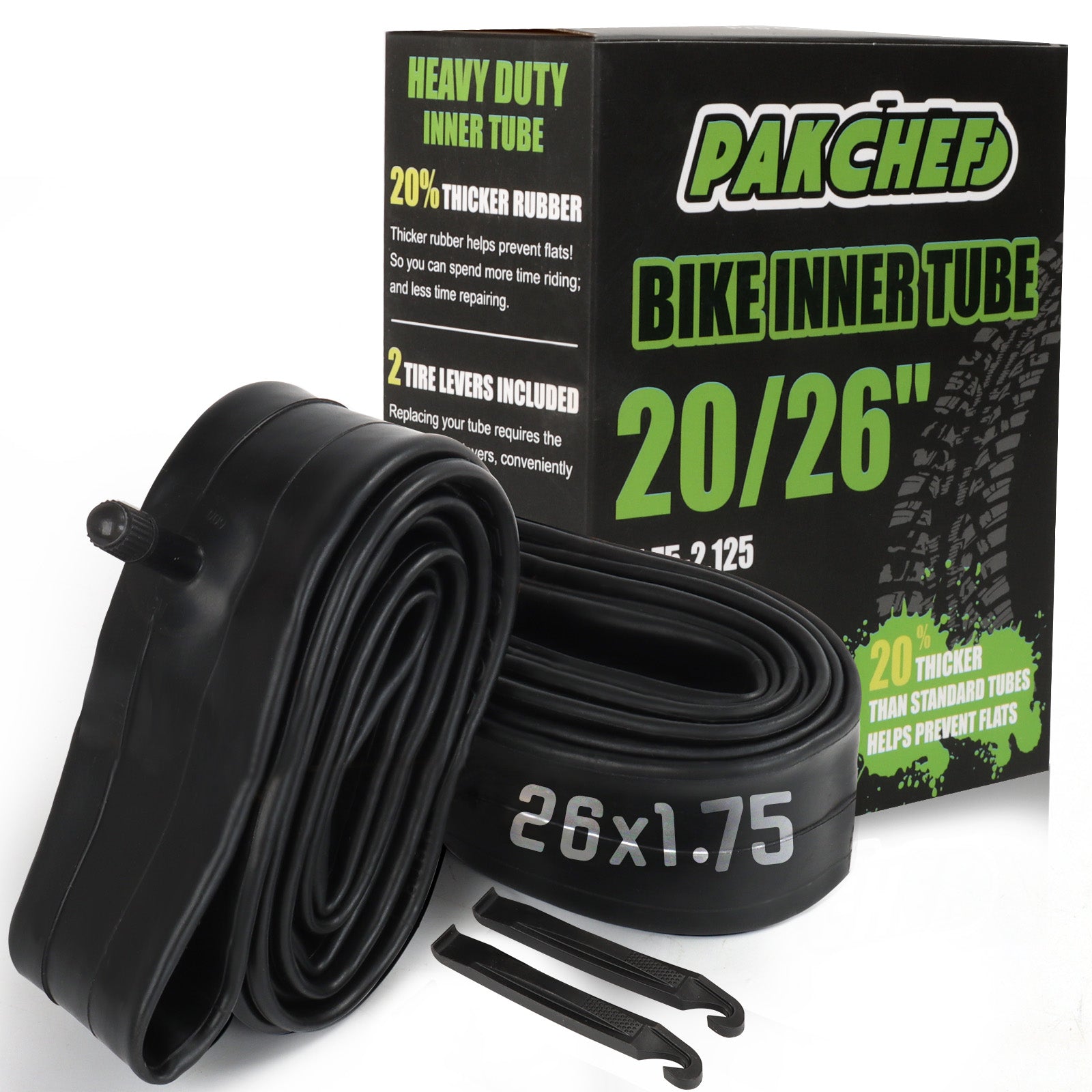 26x1.75-2.125 Heavy Duty Tire Bike Tube (2 Pack)