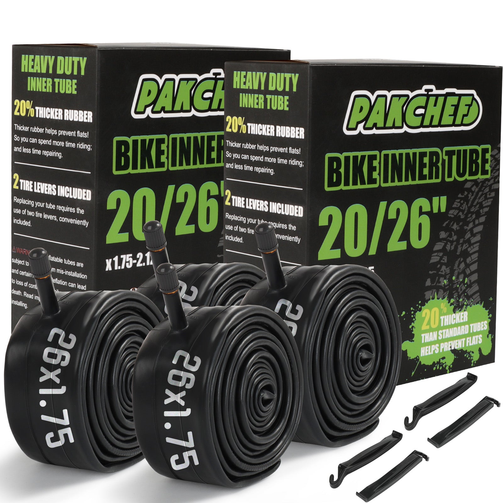 26x1.75-2.125 Heavy Duty Tire Bike Tube (4 Pack)