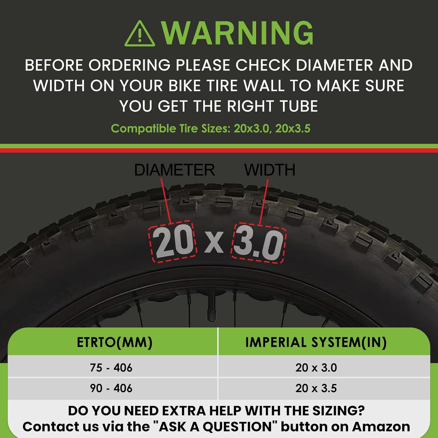 20x3.0 Heavy Duty Tire Bike Tube (2 Pack)