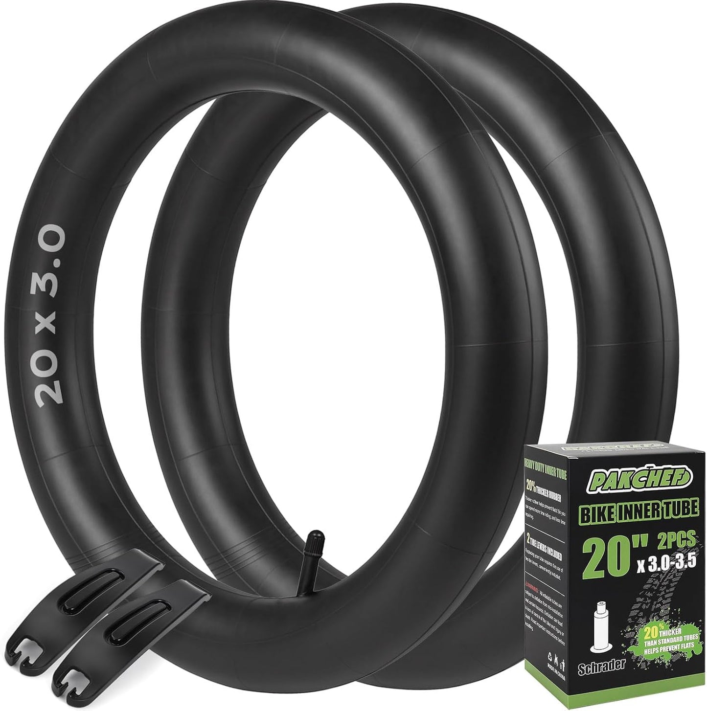 20x3.0 Heavy Duty Tire Bike Tube (2 Pack)