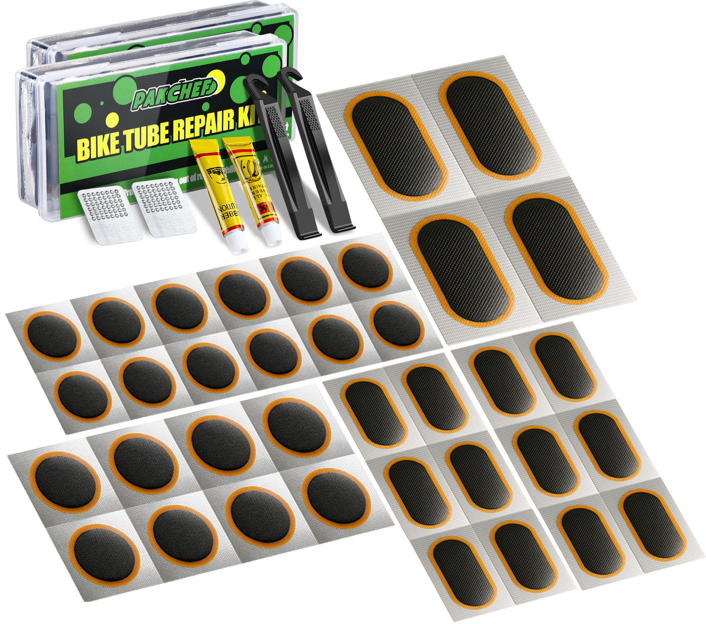 36PCS Bike Tube Patch Kit + 2 Pack 20 x 1.75/2.125 Inner Tube